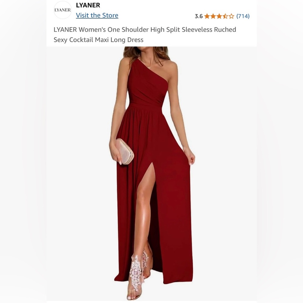 Burgundy One Shoulder Dress